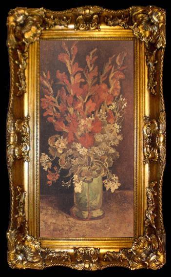 framed  Vincent Van Gogh Vase with Gladioli and Carnations (nn04), ta009-2